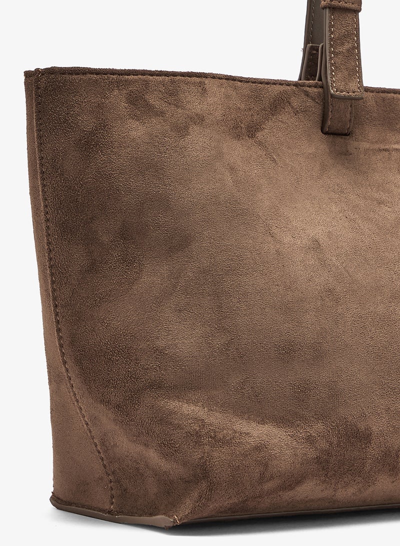 ELLA Suede East-To-West Tote Bag With Buckle - Image 3
